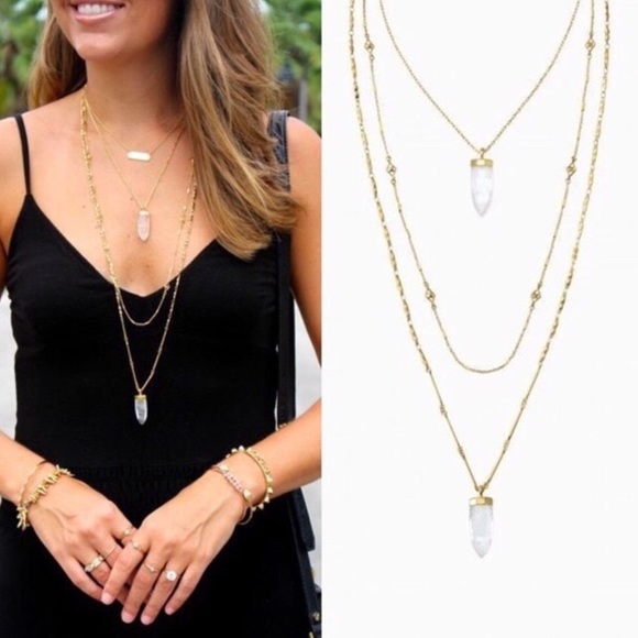 :: Stella & Dot💫Gold+QuartzAria Pendant Necklace Retired - Picture 5 of 12